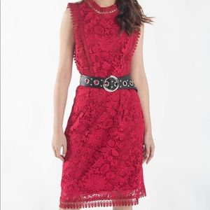 Red Sleeveless High Lace Crochet Dress